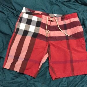 Burberry Men’s Red Check Swim Shorts